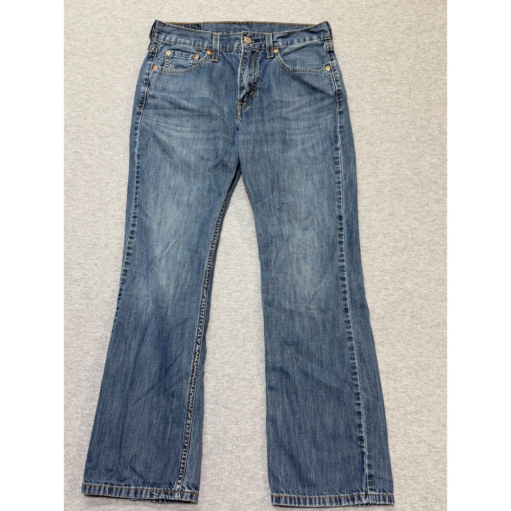 Levis 527 Slim Bootcut Jeans Mens 30x30 Medium Wash Blue Denim Faded Whiskered